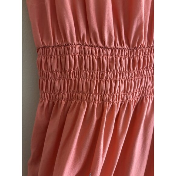 Anthropologie Maeve Tiered Midi Dress Coral Rose Smocked 4 Cottage Boho READ - Picture 7 of 16